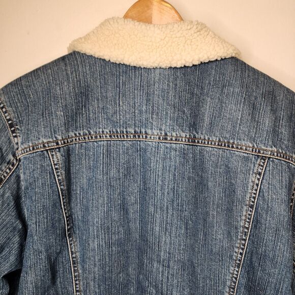 Vintage LL Bean Denim Jacket Sherpa Lined Womens Large Chore Cottagecore - Picture 10 of 16